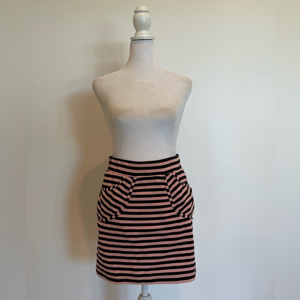 Vintage X-Girl Black and Pink Striped Skirt Size S